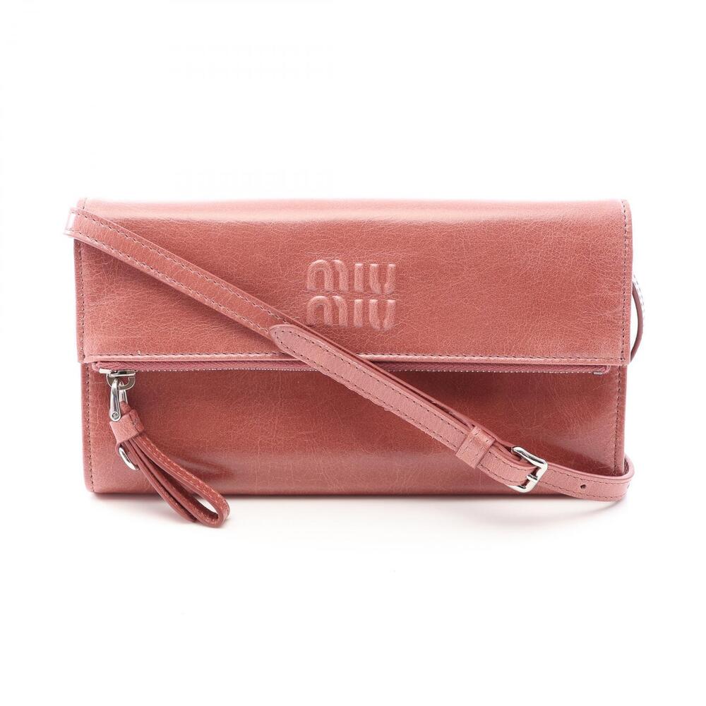 Miu Miu Vitello Shine Leather Shoulder Bag Brown